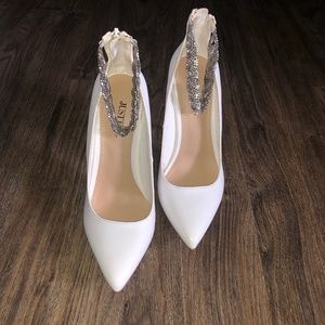 White heels with ankle strap